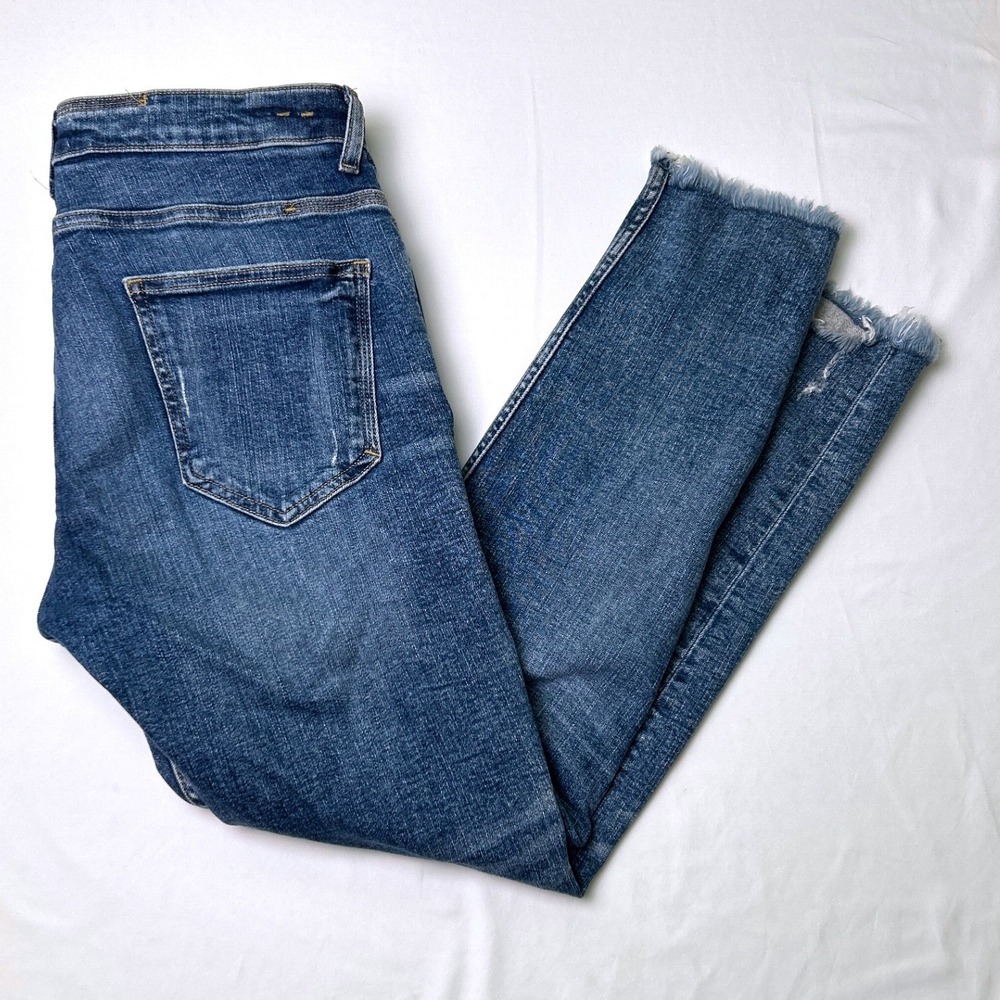 Zara Man Mens Distressed Button Fly Slim Fit Jeans Size 32 Blue Denim Streetwear